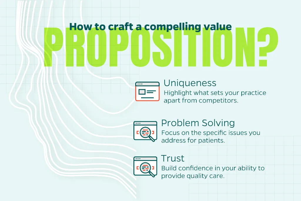 Chart that explains how to craft a value proposition with uniqueness, problem solving, and trust.